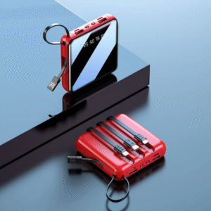 20000mAh Mini Power Bank with 4 Built-in Cables - Fast Charging & Portable Backup (NGP-140)