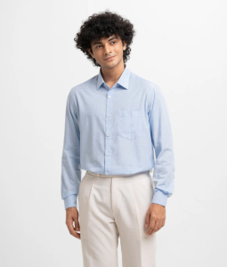 Light Blue Cotton Long Sleeve Formal Shirt